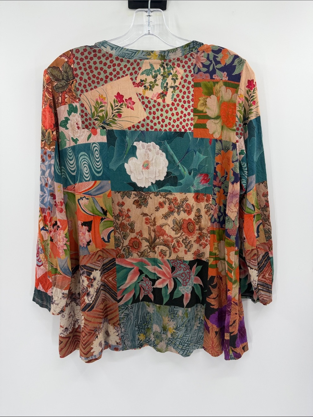 Johnny Was Multicolor Patchwork Floral Scoop Neck Top - Picture 5 of 5
